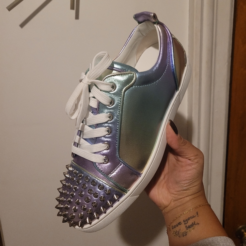 Christian Louboutin Louis junior spike leather low sneaker
